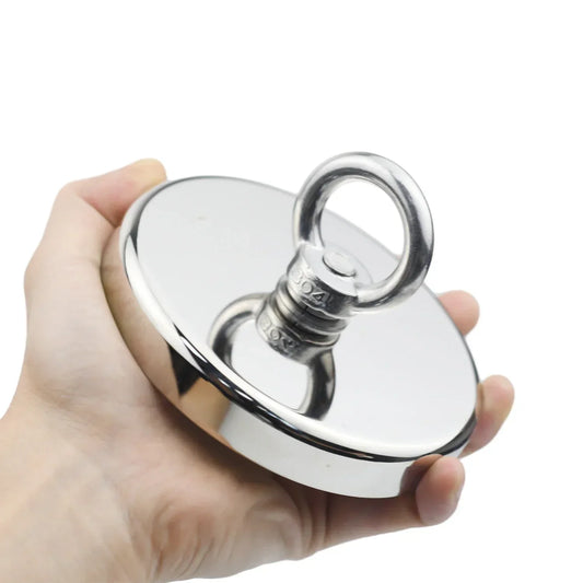 D16~D42mm Super Strong Neodymium Fishing Magnet N52 Heavy Duty Rare Earth Magnet with Countersunk Hole Eyebolt Salvage Magnetic